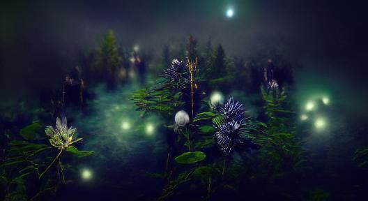 Mysterious Souls in Foggy Forest at Night