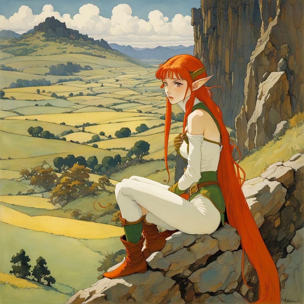 Alluring Elf Girl in Manga Style