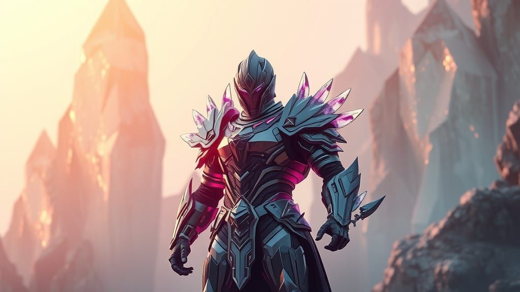 Crystalline Hero Rises in Dystopian Cyberpunk Style