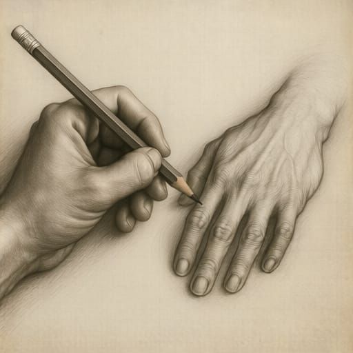 Hyperrealistic Hand Sketch in Pencil