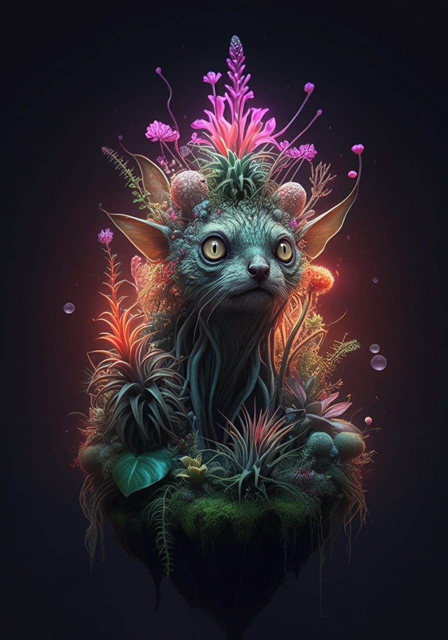 H-Ish FaunalFlora in Neon Liquid Fire Outline