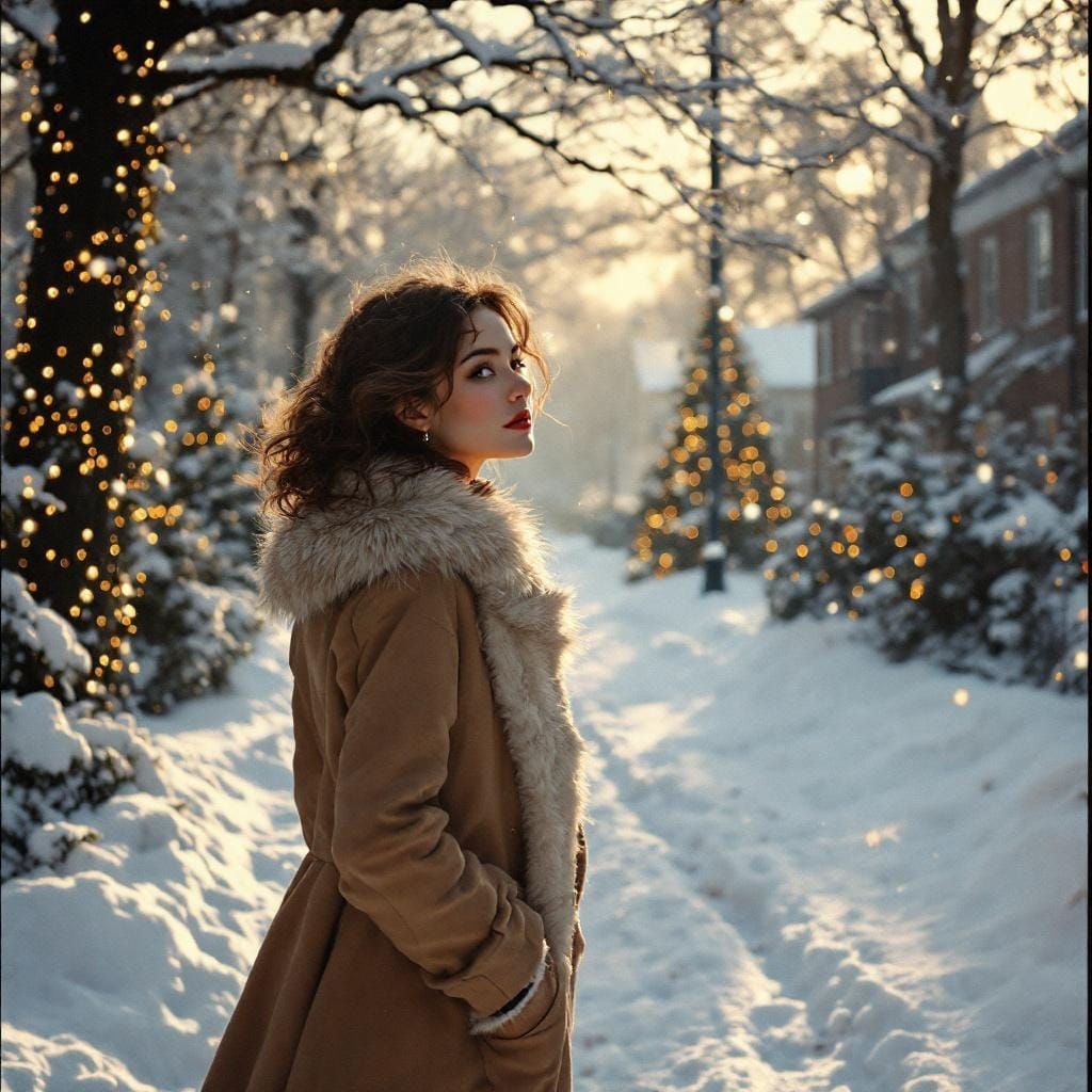Christmas Street Scene with Luminous Glow