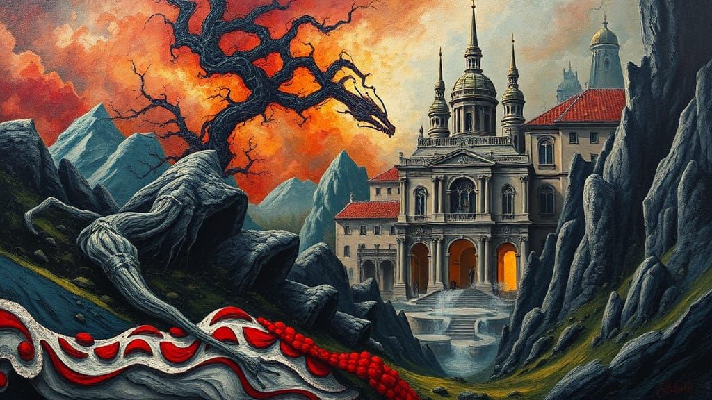 Mystical Yugoslavia as Impasto Art Deco Landscape