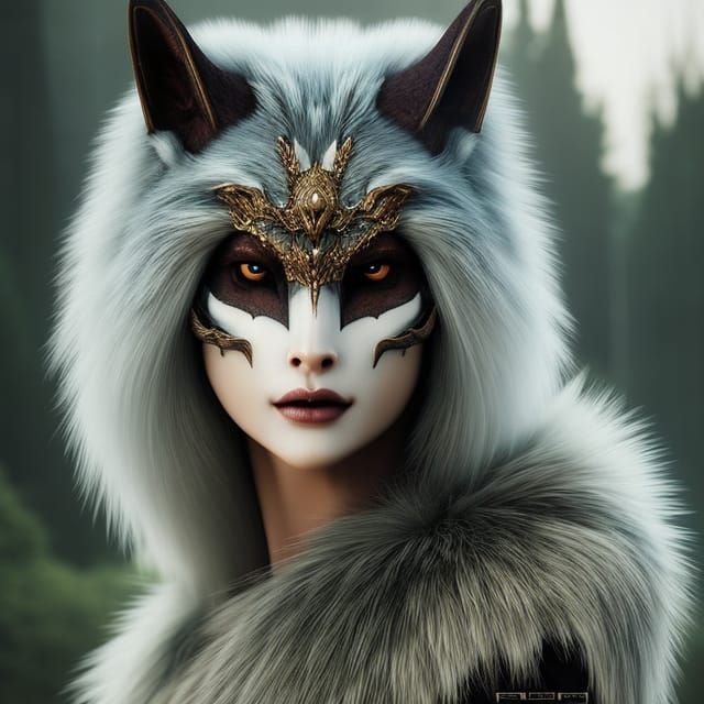 Alien Wolf Humanoid in Fantasy Landscape