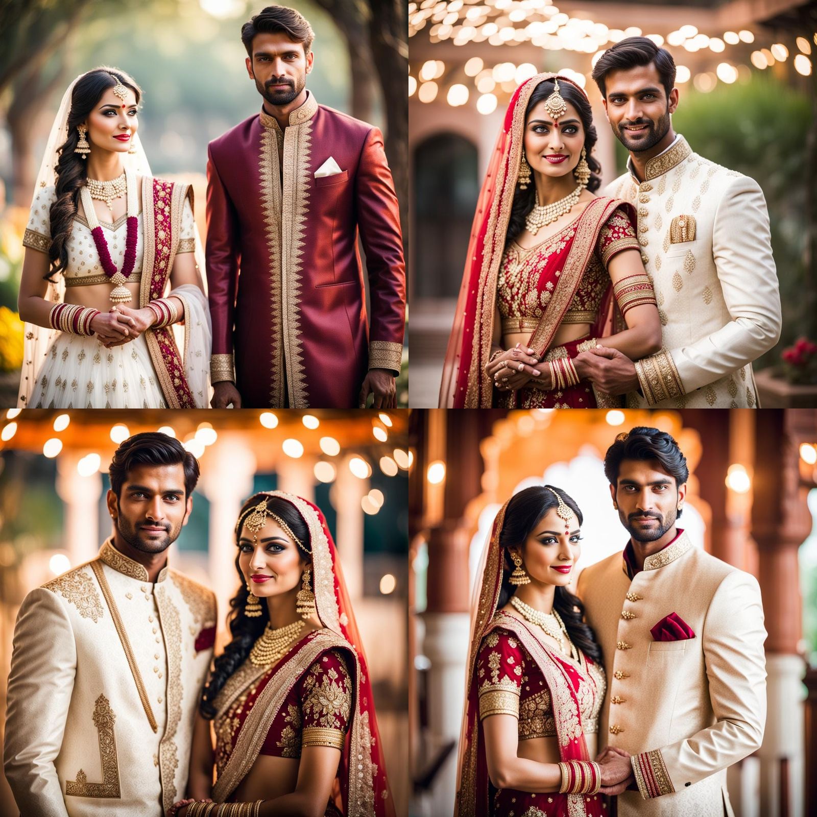 Indian Bride and Groom Portrait with Bokeh