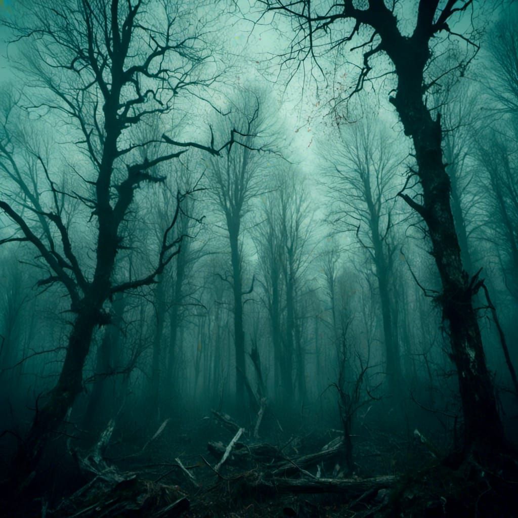 Macabre Misty Forest of Dead Trees
