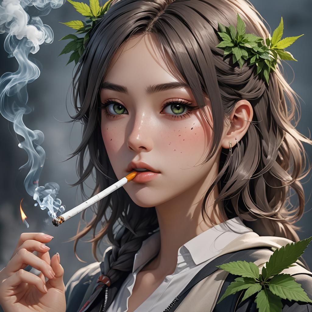 Anime Style: Girl Smoking