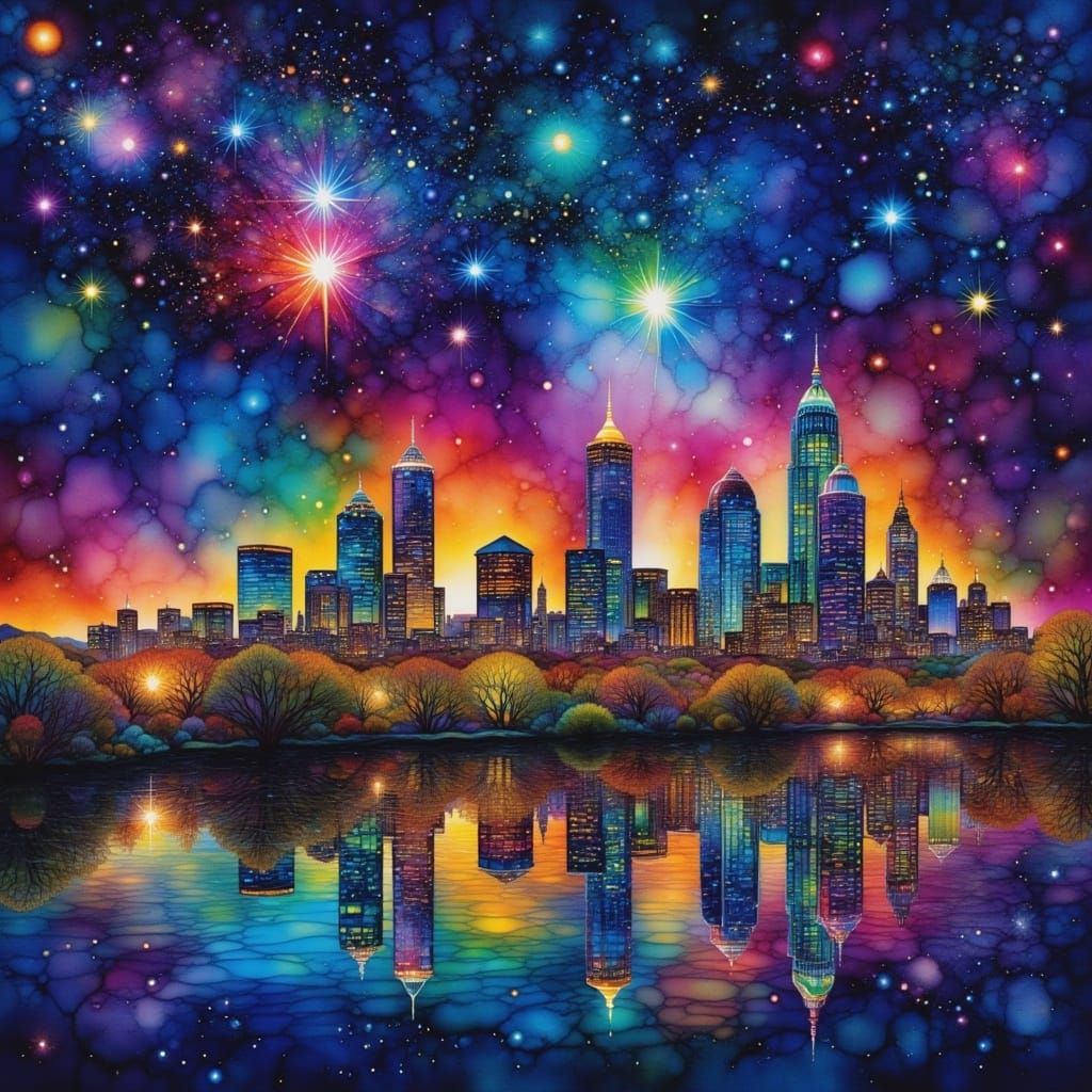 Dallas Skyline Under Starry Sky