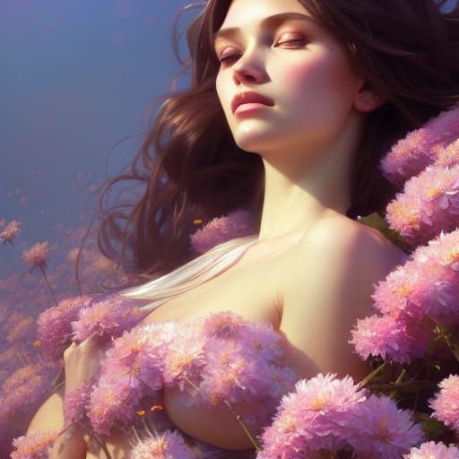 Goddess Daydreaming Portrait in Hyperdetailed Style