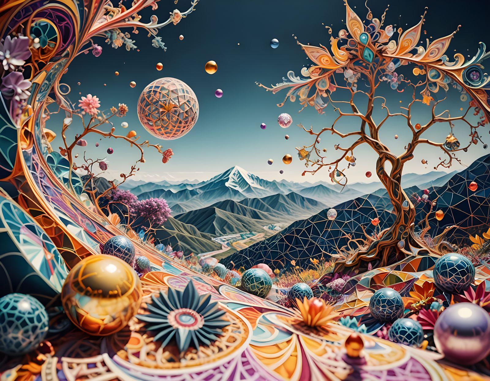 Kaleidoscopic Mandala with Sacred Geometry