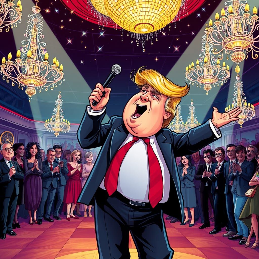 Trump Dancing in Disco Ballroom