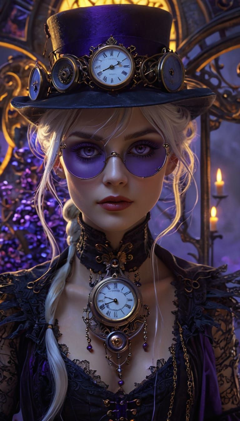 Steampunk Vampire Portrait in Lavender Locks and Velvet