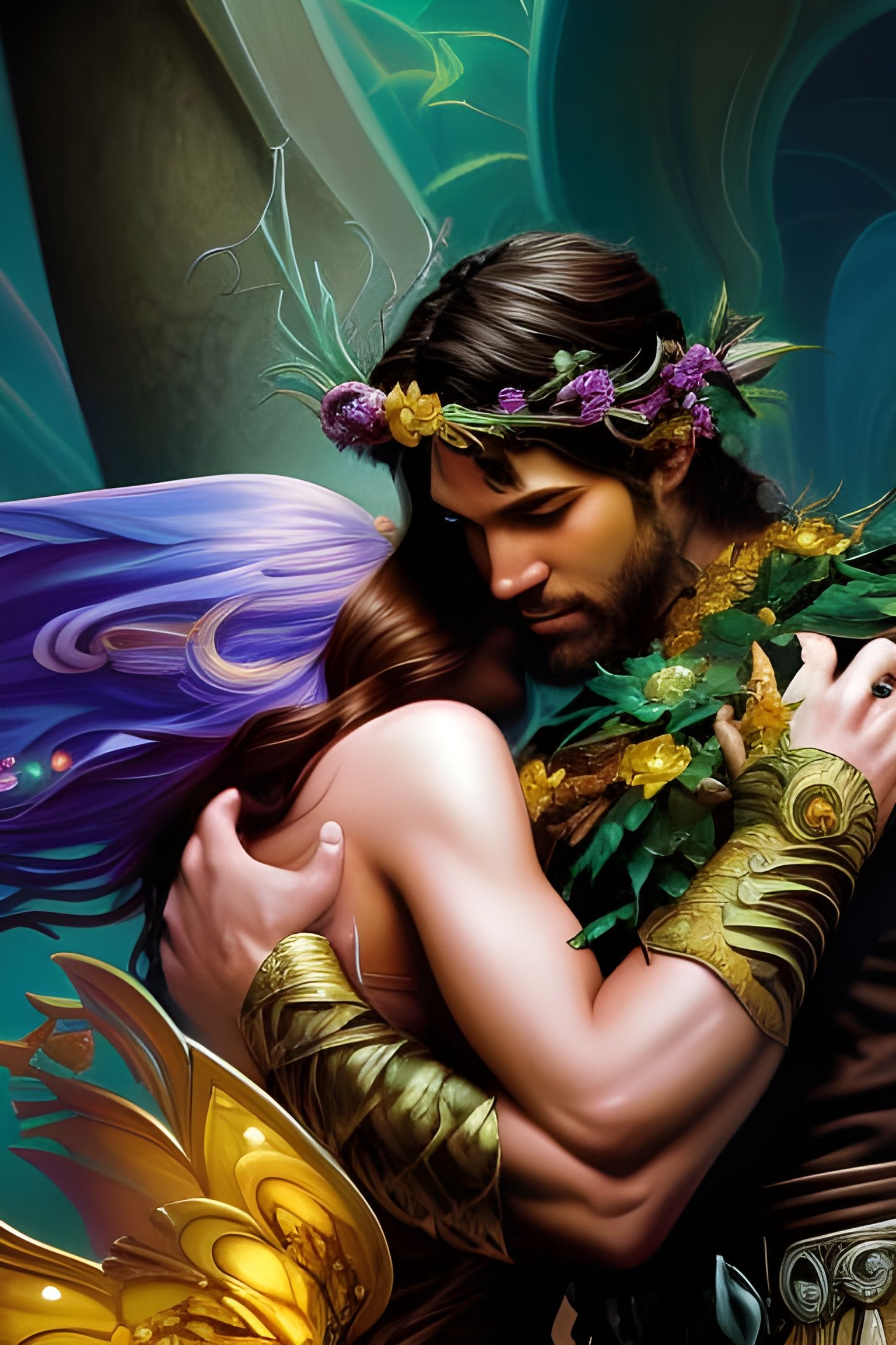 Fairy King and Queen Portrait in Fairycore Style