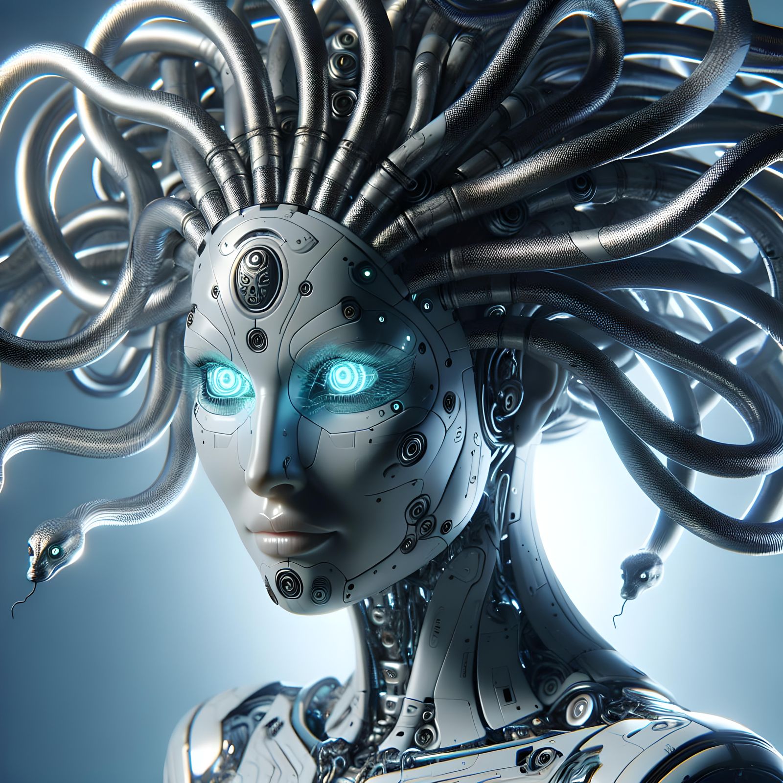 Cyborg Medusa: Myth Meets Machine in Futuristic Art
