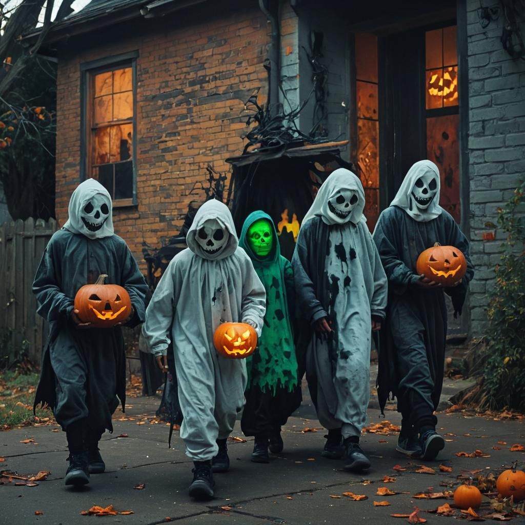 Kids Going House To House, Trick or Treat....