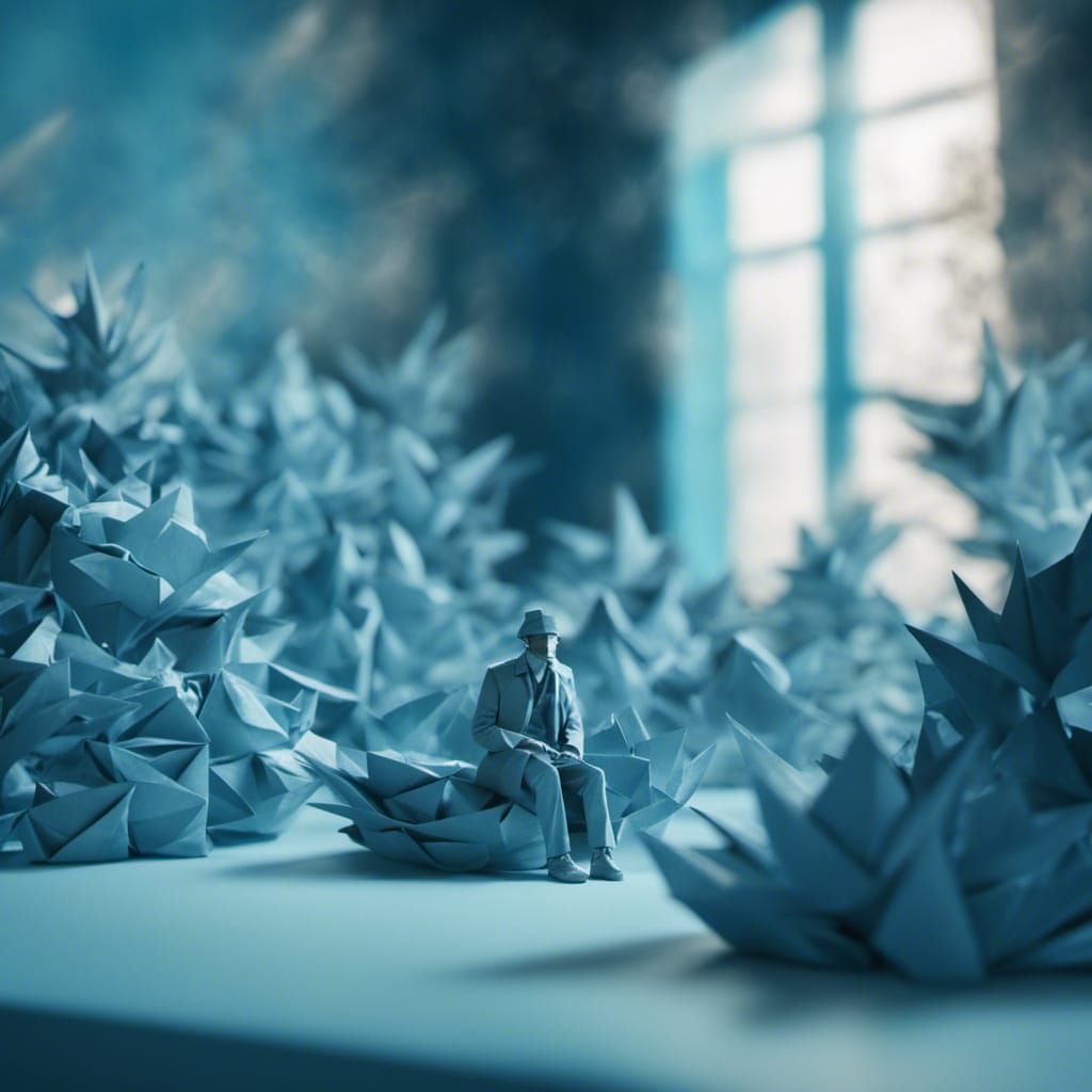 Tranquil Meditation Scene with Origami Papercraft