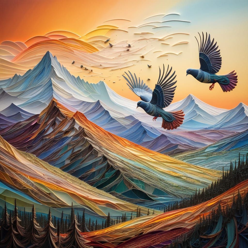 Impressionistic Quilling Art of Golden Hour