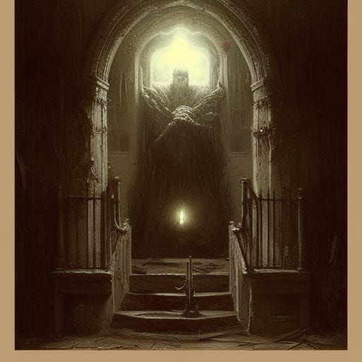 Eerie House with Skull Windows: Dark Fantasy Illustration