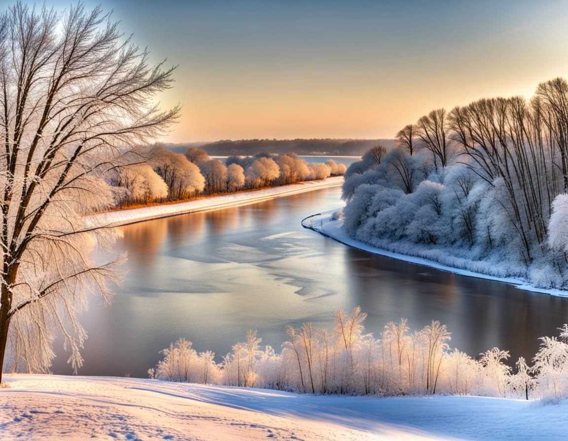 Frozen Ohio River: A Winter Landscape
