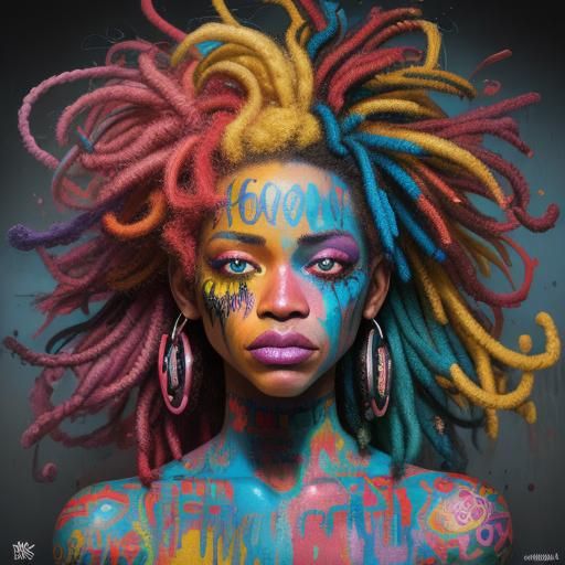 Rainbow Rag Dolls in Graffiti Art Style