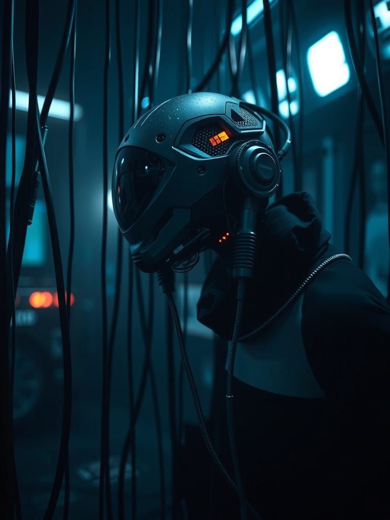 Gigeresque Cyberpunk Scene with Fashion Model in Hyper-Reali...