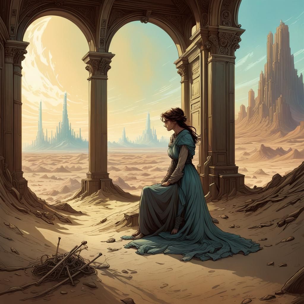 Nuclear Wasteland: Forsaken Desert in Art Nouveau Style