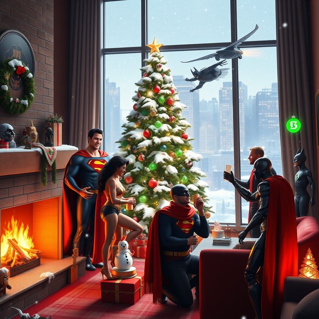 DC Superhero Christmas in Vibrant Gotham City