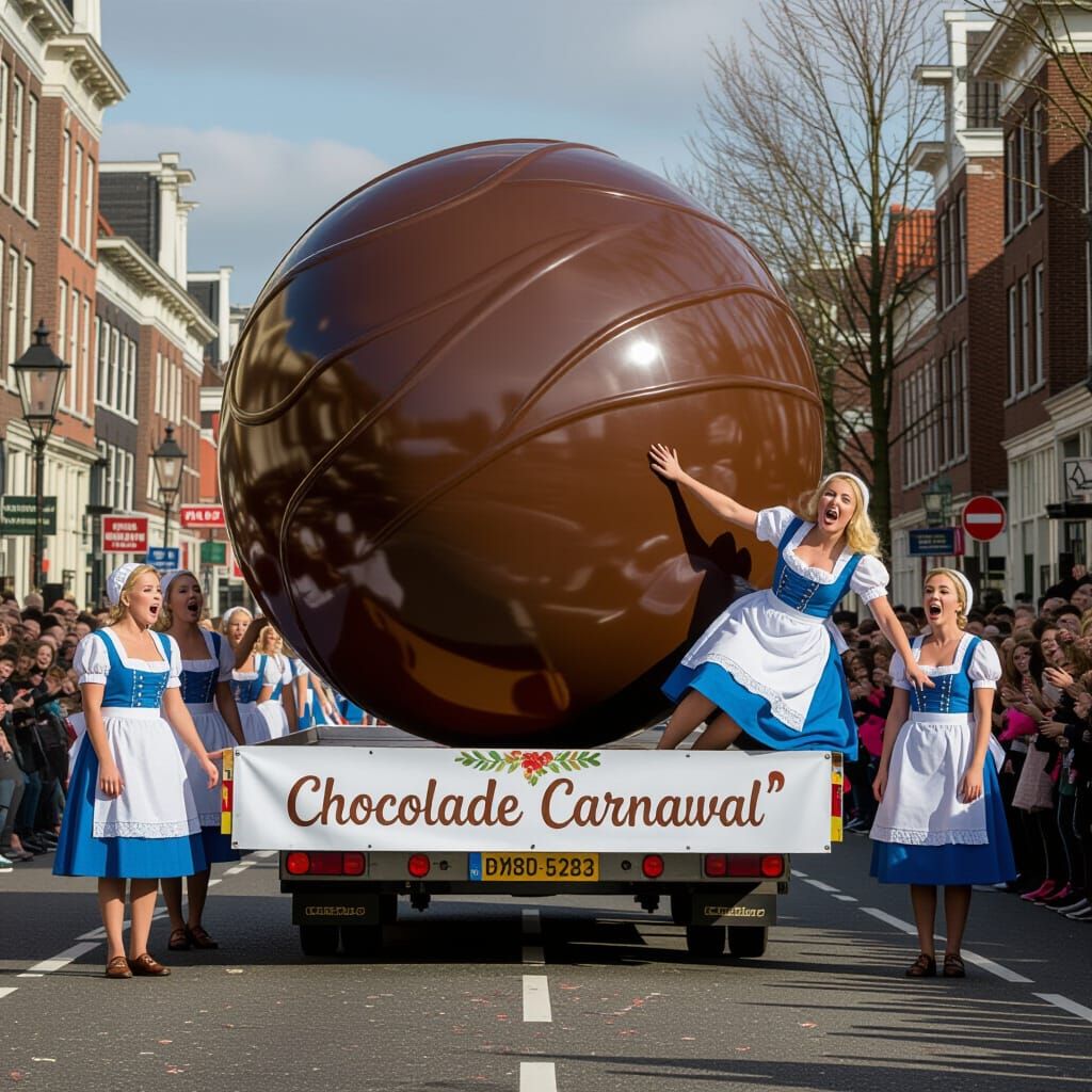 Giant Chocolate Ball Crushes Milkmaid at Carnaval Parade