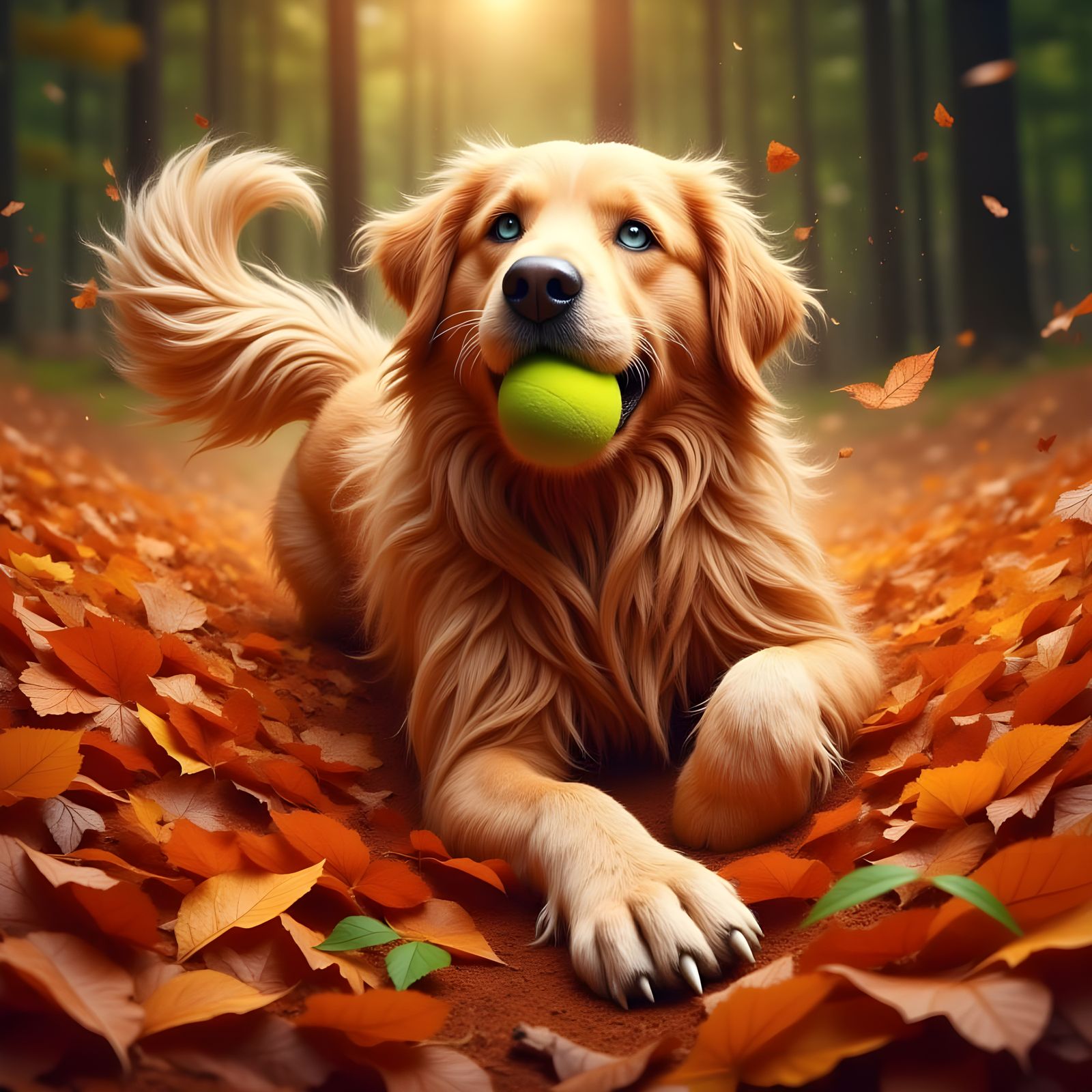 Canine Joy in Autumn Landscape