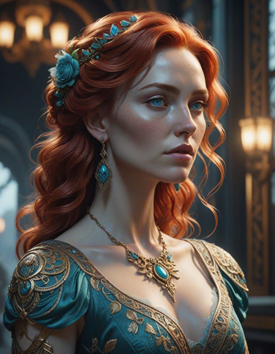 Ethereal Fantasy Portrait in Intricate Gown