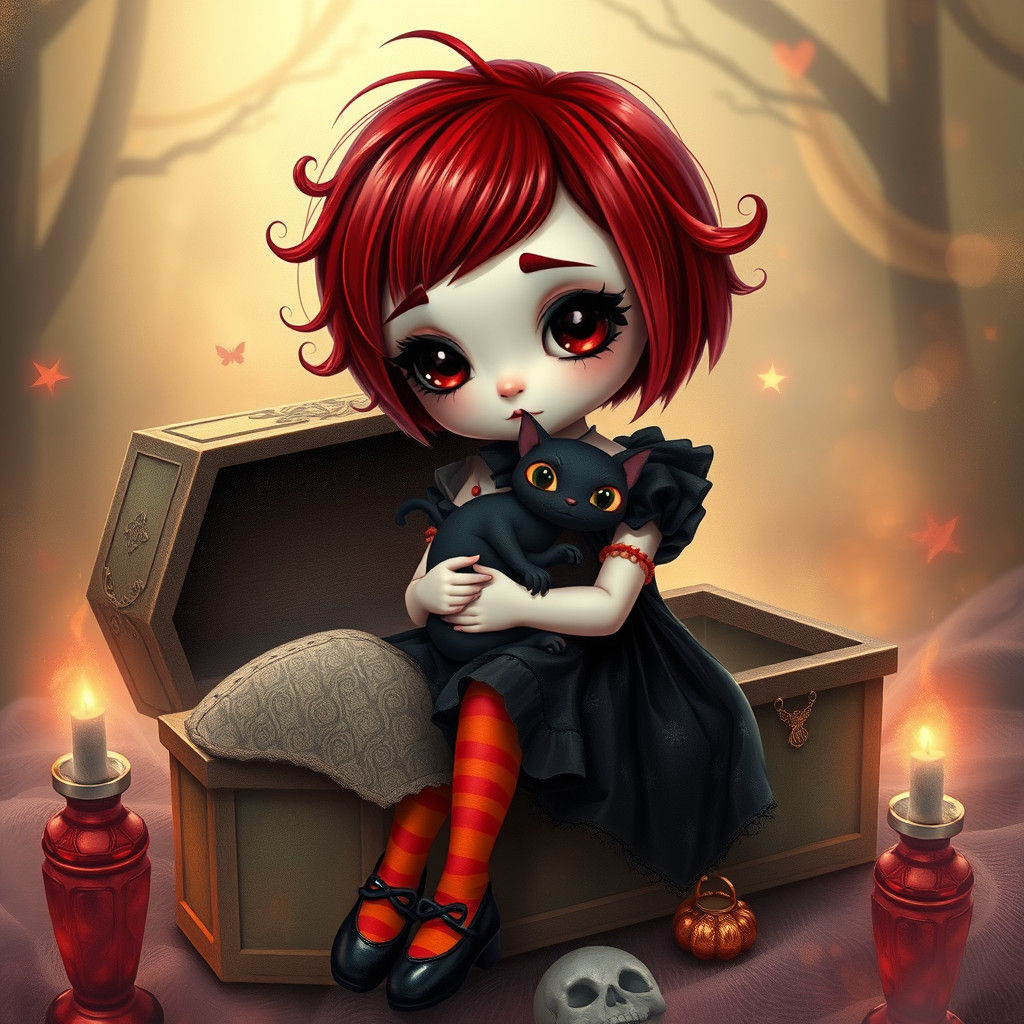 Ruby Gloom and Bat-Cat in Dreamy Coffin