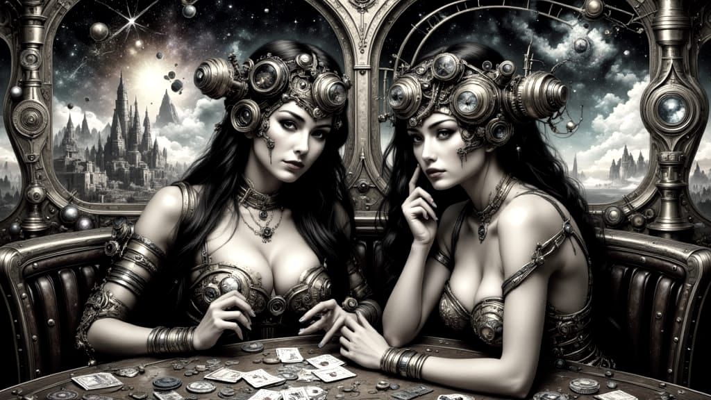 Steampunk Airship Card Game in Chiaroscuro