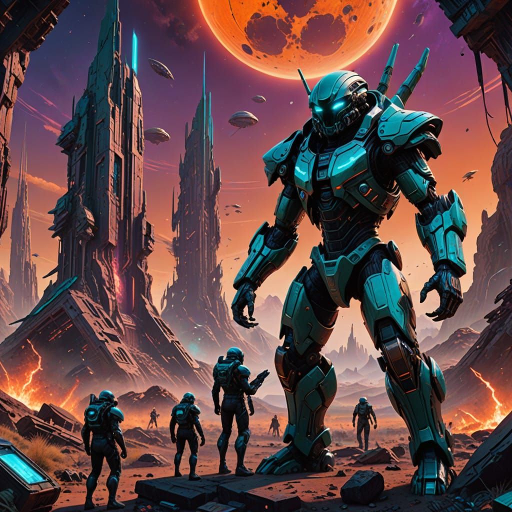 Galactic Conflagration in a Futuristic, Otherworldly Realm