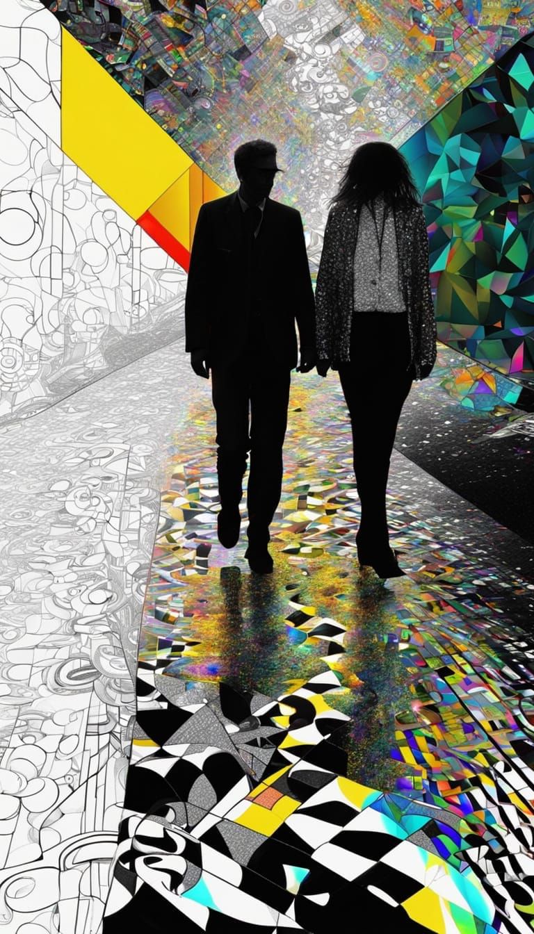 Bohemian Couple in Surreal Cyber Reality