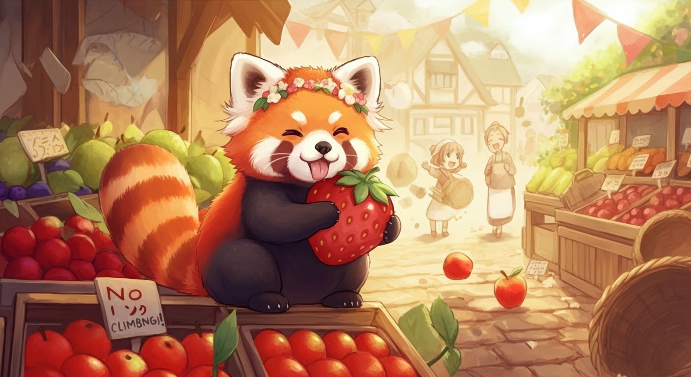 Chibi Red Panda Causes Chaos at Market