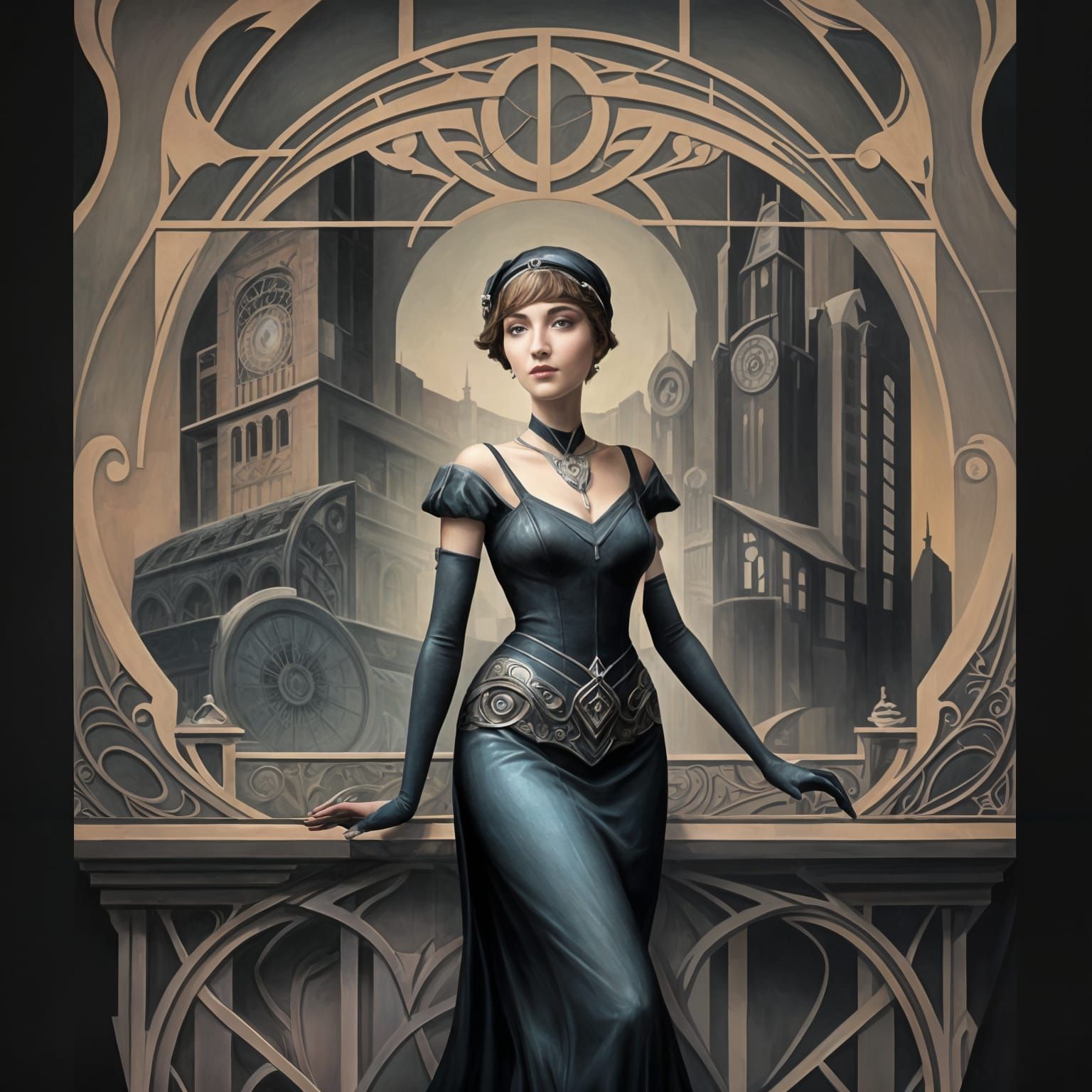 Drawing of a stunning feminine 1920s woman