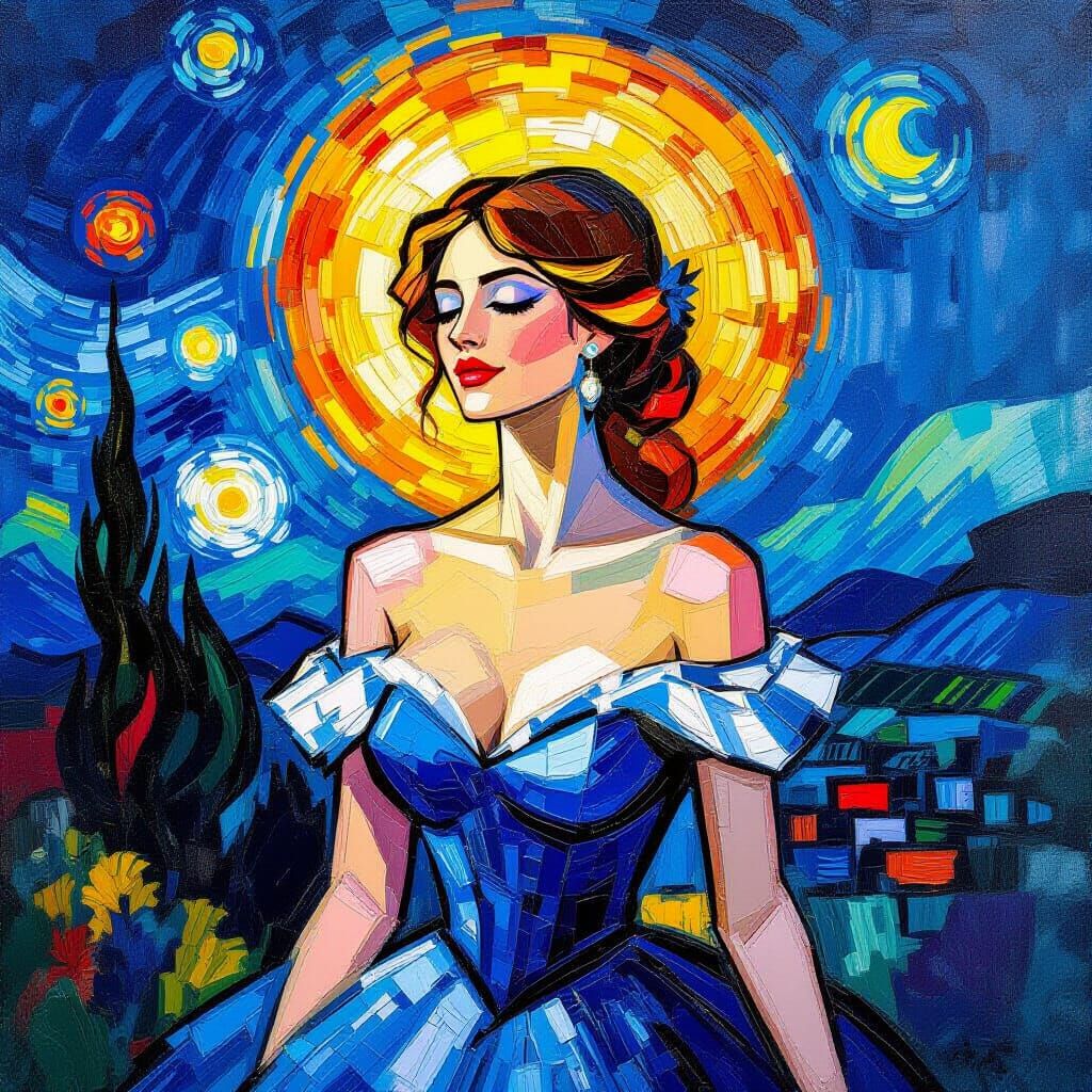 Woman Dancing in Rainbow Sun, Textured Impasto Painting