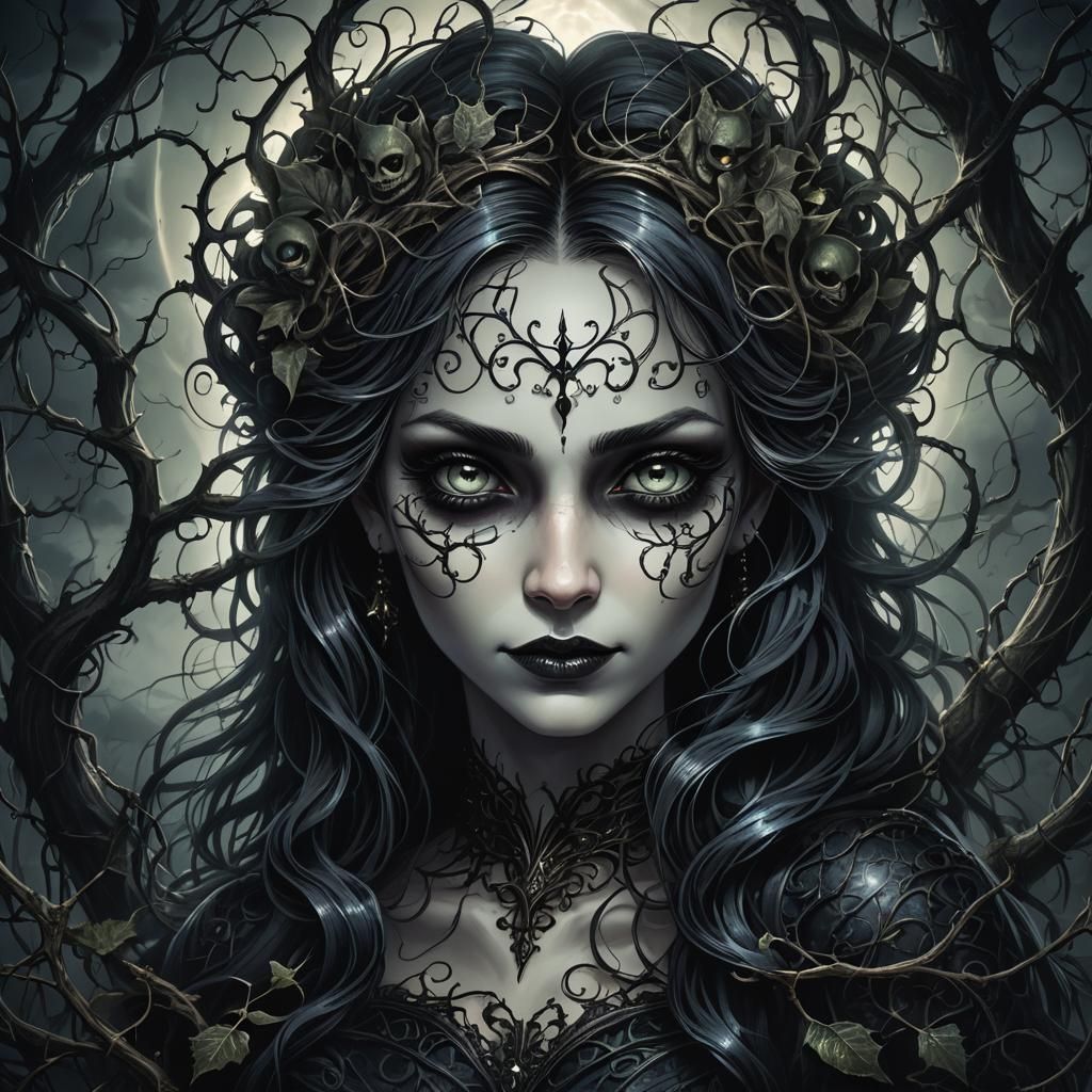 Wicked Fairy Portrait in Gothic Dark Fantasy Style