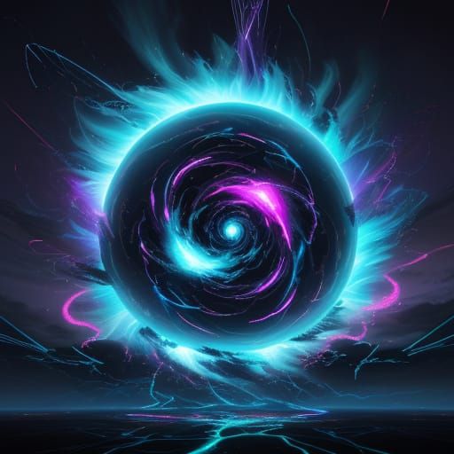 Electric Storm Concept Art in Neon-Lit Vortex