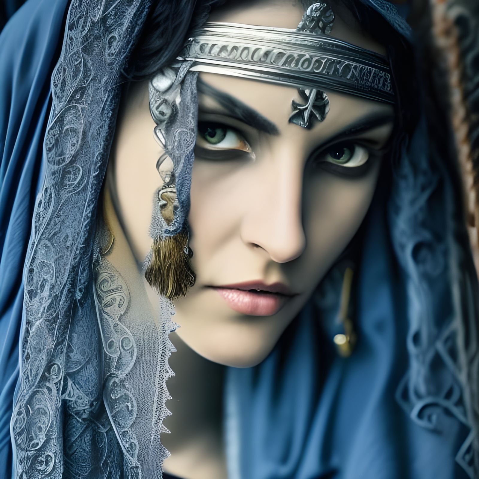 Persian Assassin with Dark Hair in Hyperrealistic Style