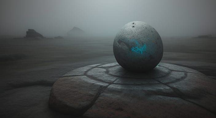 Mysterious Ancient Stone with Glowing Runes
