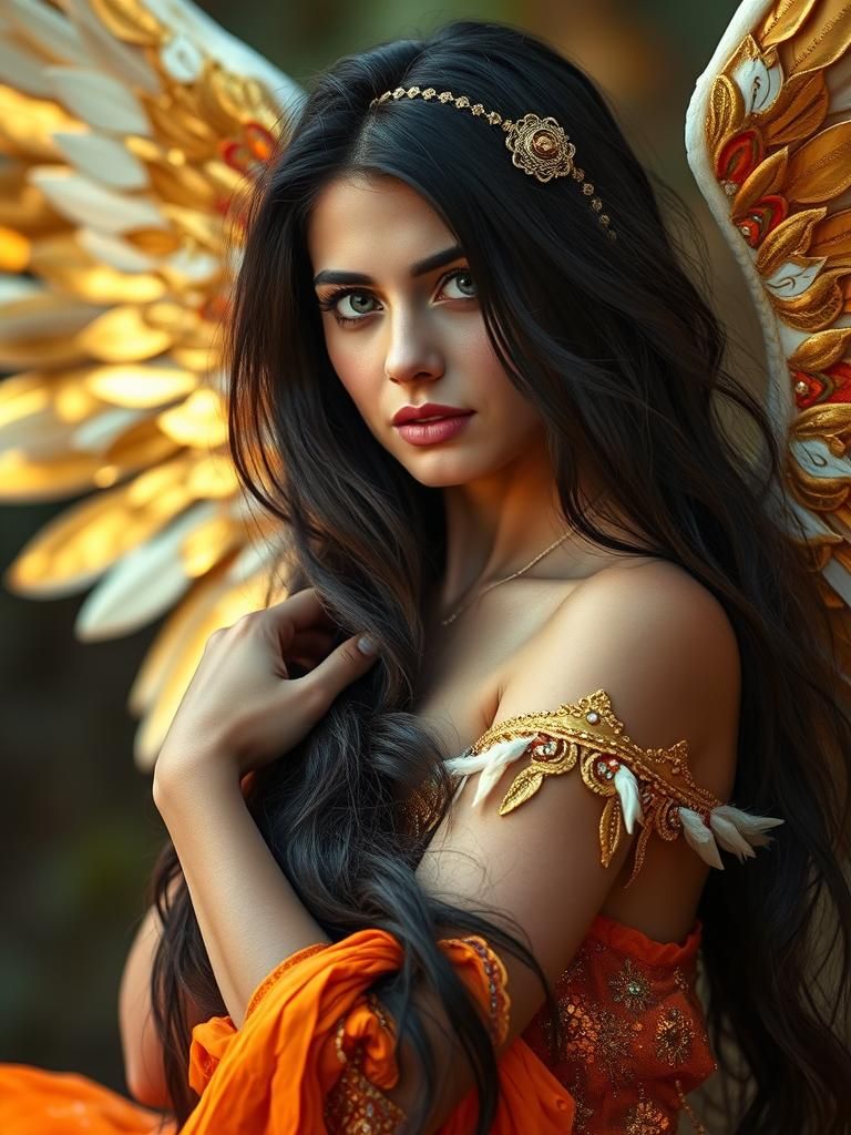 Flamenco Angel in Dynamic Dance with Gold Foil