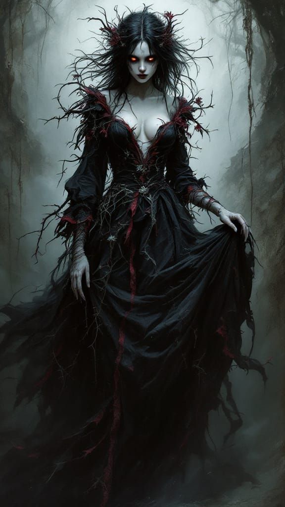 Corrupted Snow White Portrait in Gothic Style