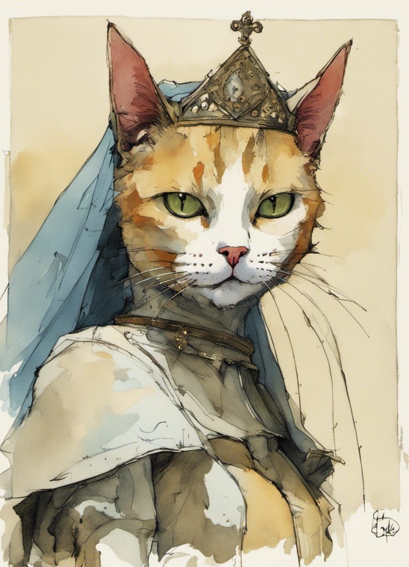 Cat as Medieval Princess in Golden Ratio