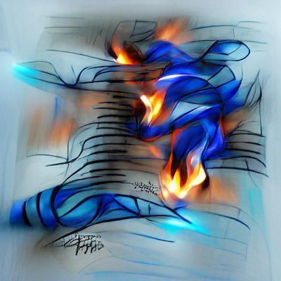 Blue Flames Engulf World: Ink Drawing in High Resolution