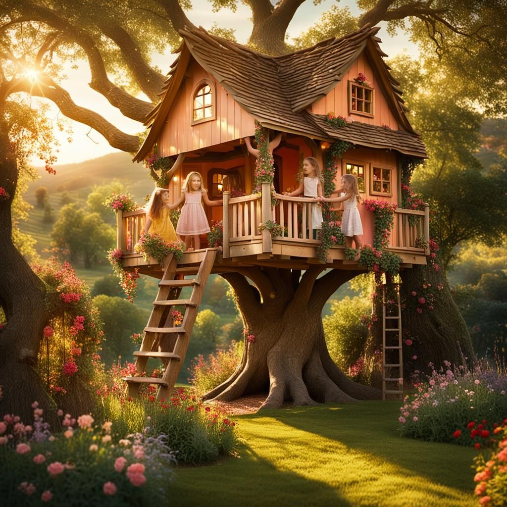 Treehouse Adventure in a Lush Country Garden