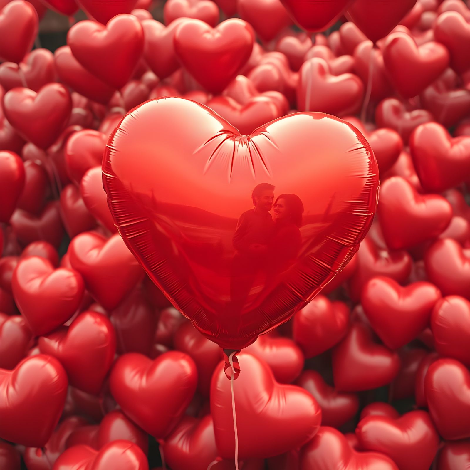 Vibrant Heart-Shaped Balloons Fill the Frame