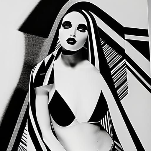 High Contrast Diagonal Black and White Stripes