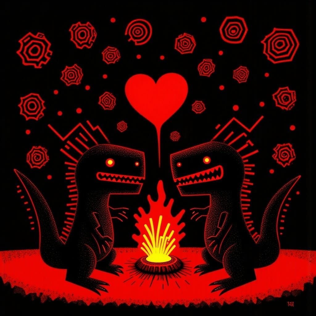 Romantic Lava Creatures Erupting with Love