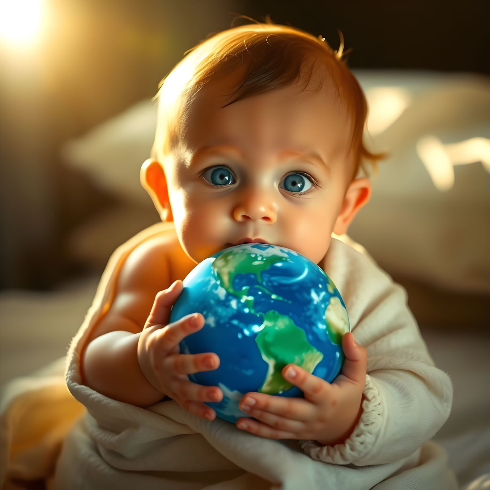 Baby Holds Earth in Cinematic Film Still